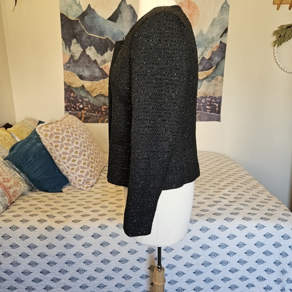 Covington Tweed Blazer Black Metallic Career Jacket Size S Workwear Lined Chic - Picture 8 of 12